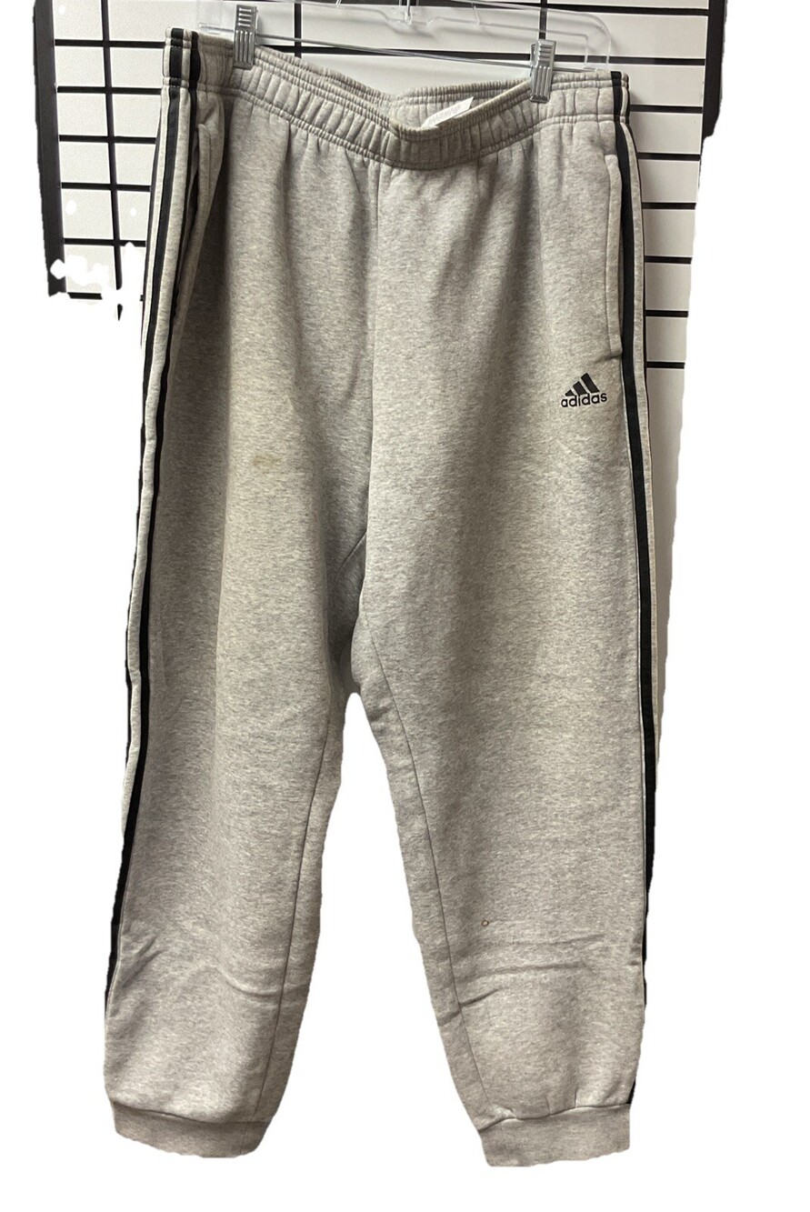 Men's Adidas Gray XL Sweatpants & Joggers with Black Stripes G0048